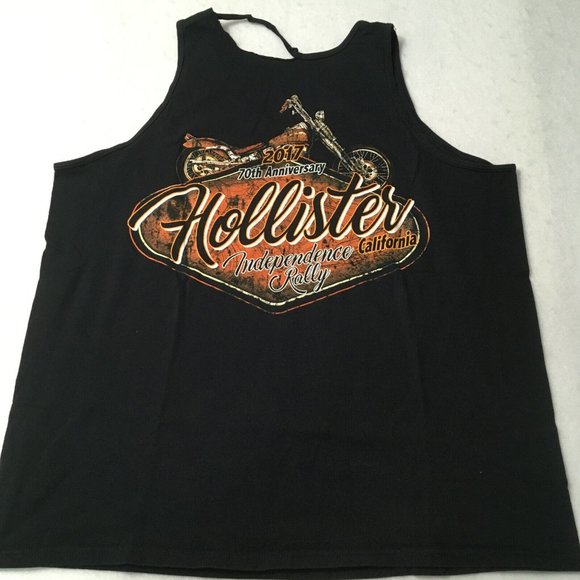 #L 70th Anniversary Hollister Independence Rally 2017 T Shirt Top Tank Black - Picture 1 of 9